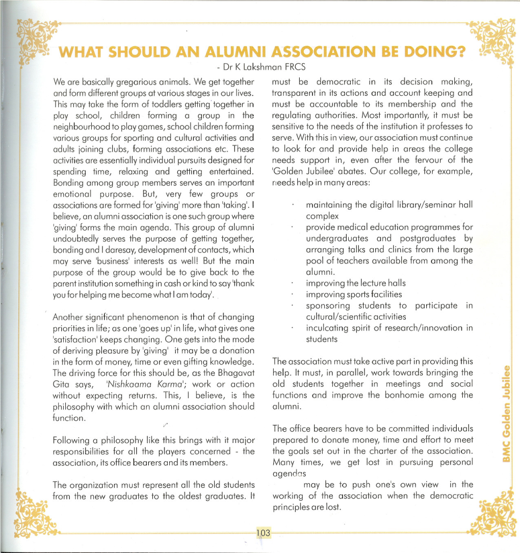 · What Should an Alumni Association Bedoing?