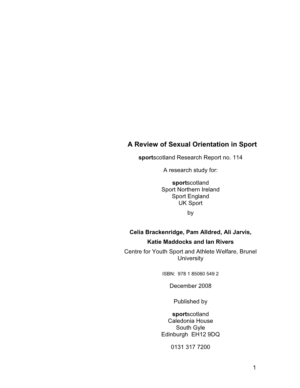 A Review of Sexual Orientation in Sport