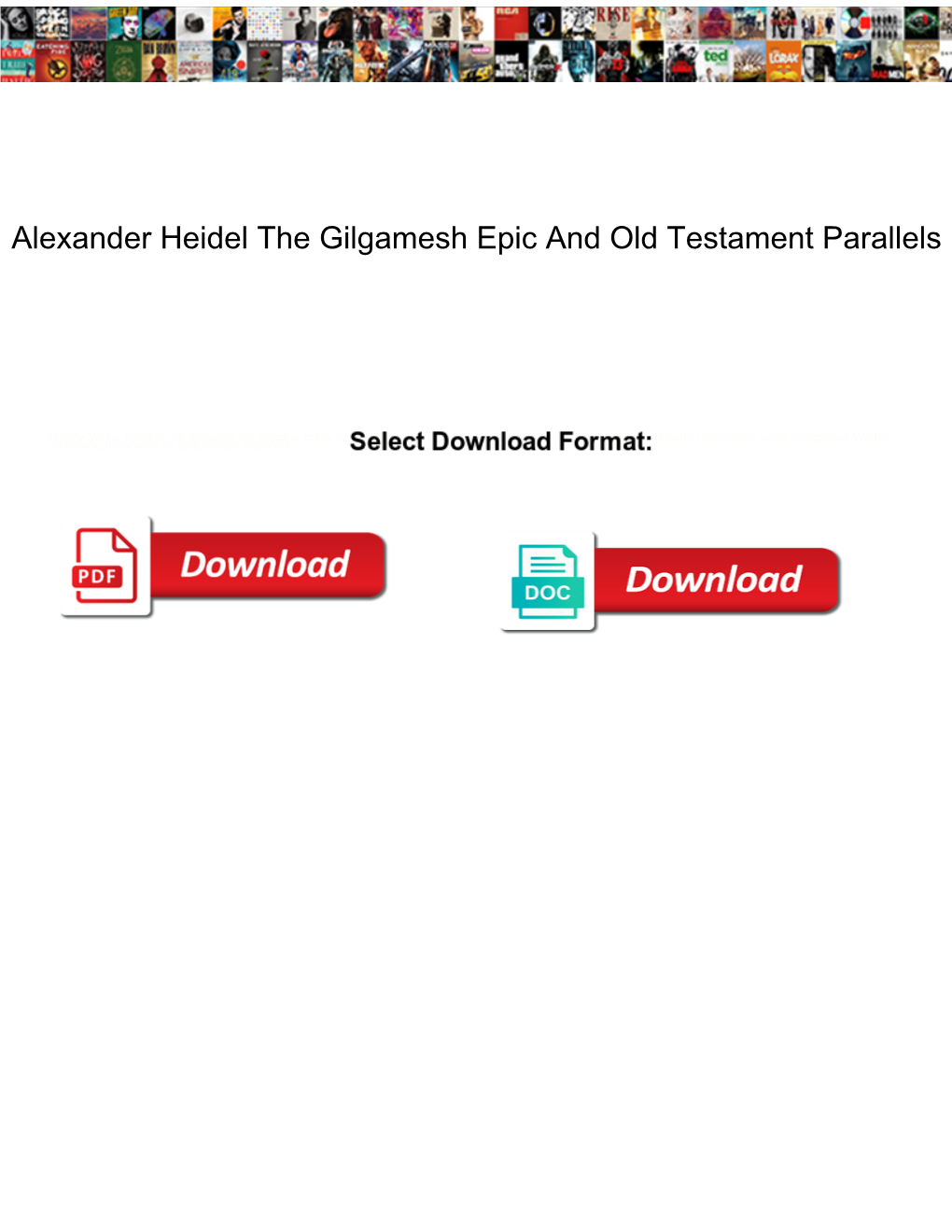 Alexander Heidel the Gilgamesh Epic and Old Testament Parallels
