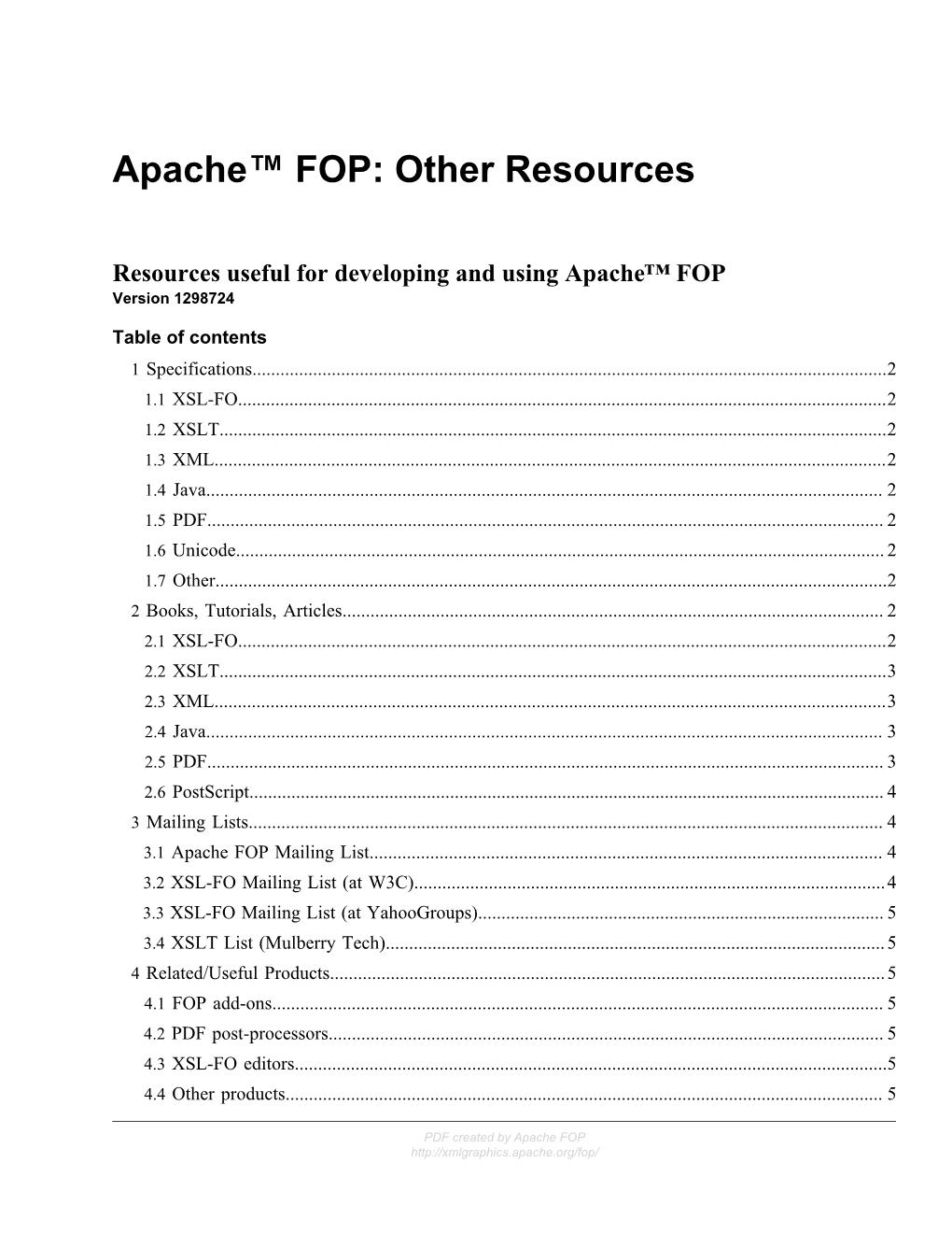 Apache™ FOP: Other Resources