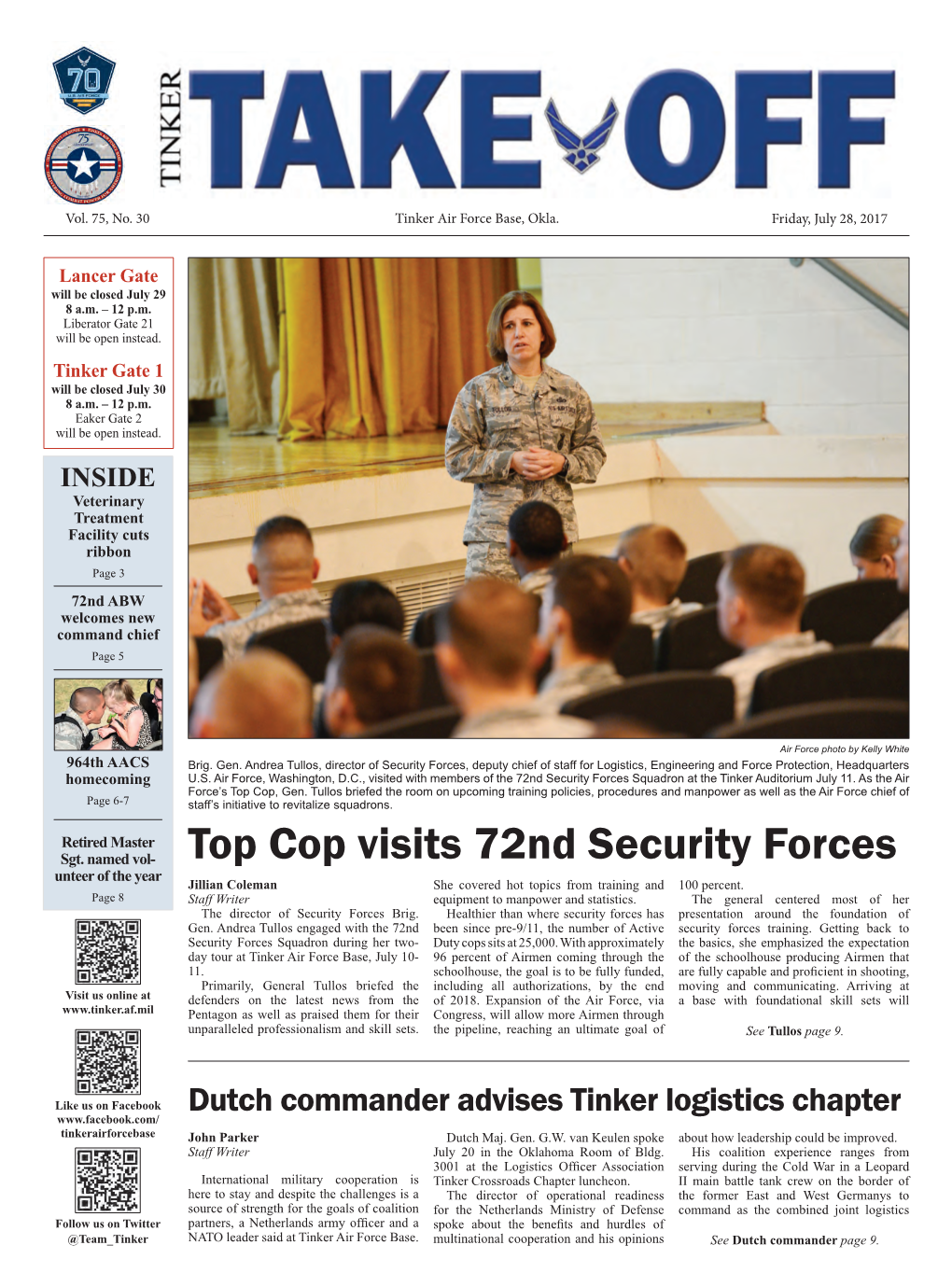 Top Cop Visits 72Nd Security Forces Unteer of the Year Jillian Coleman She Covered Hot Topics from Training and 100 Percent