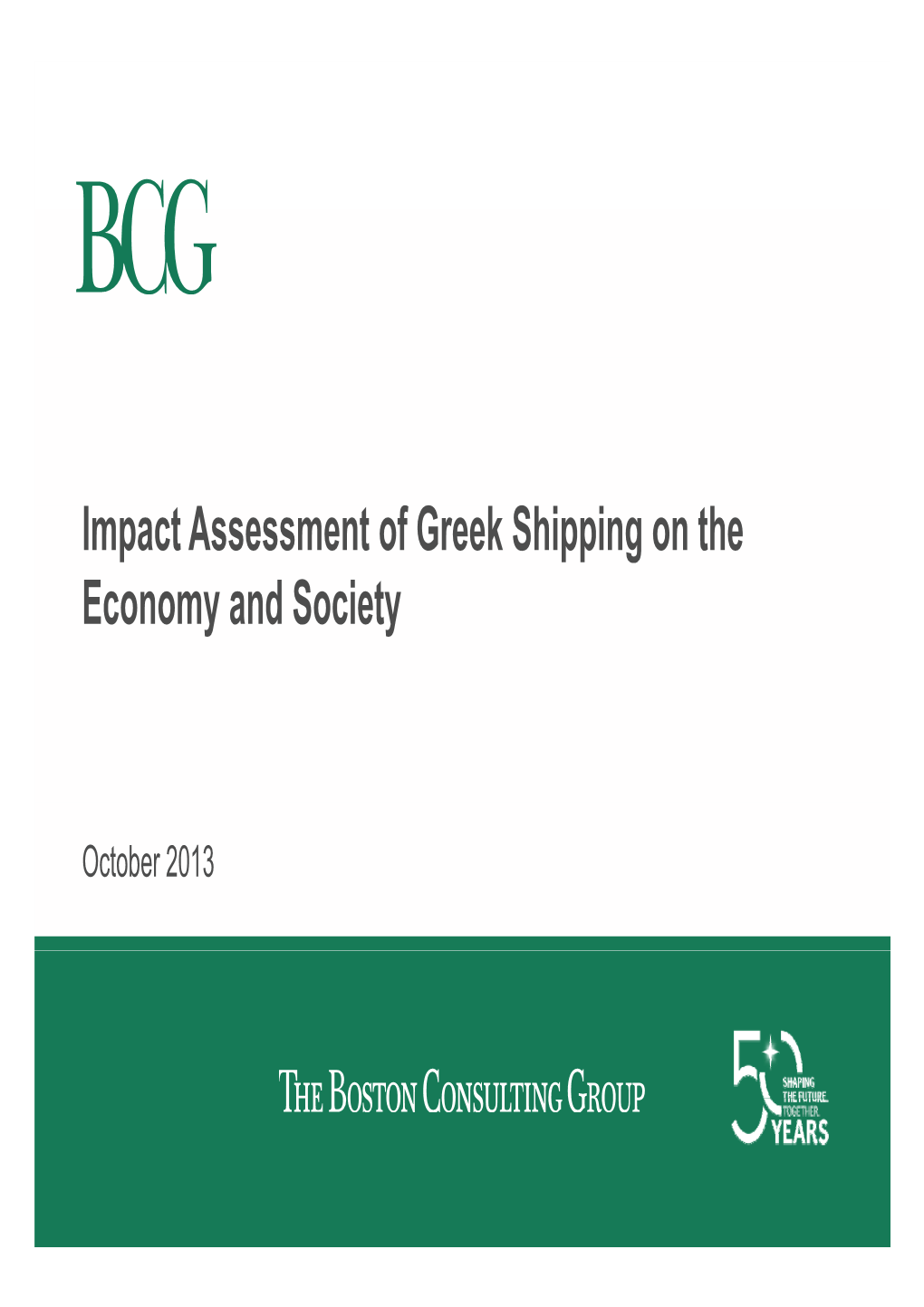 F G S Impact Assessment of Greek Shipping on the Economy and Society
