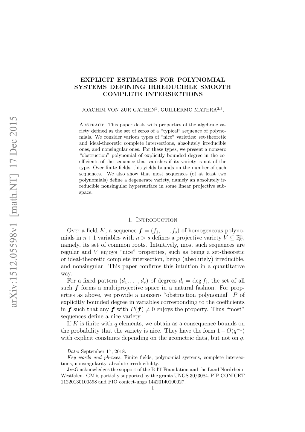 Explicit Estimates for Polynomial Systems Defining Irreducible Smooth