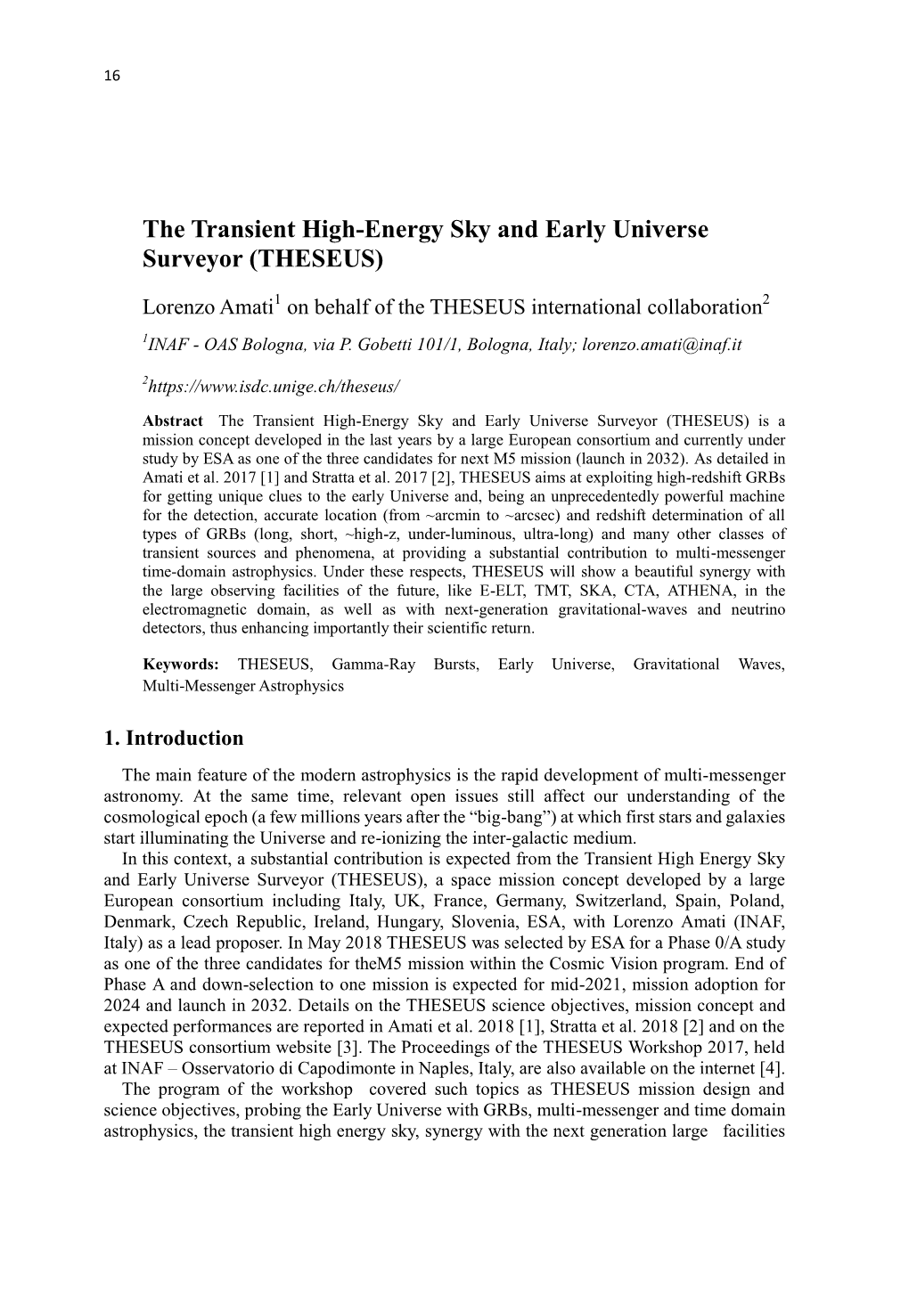 The Transient High-Energy Sky and Early Universe Surveyor (THESEUS)