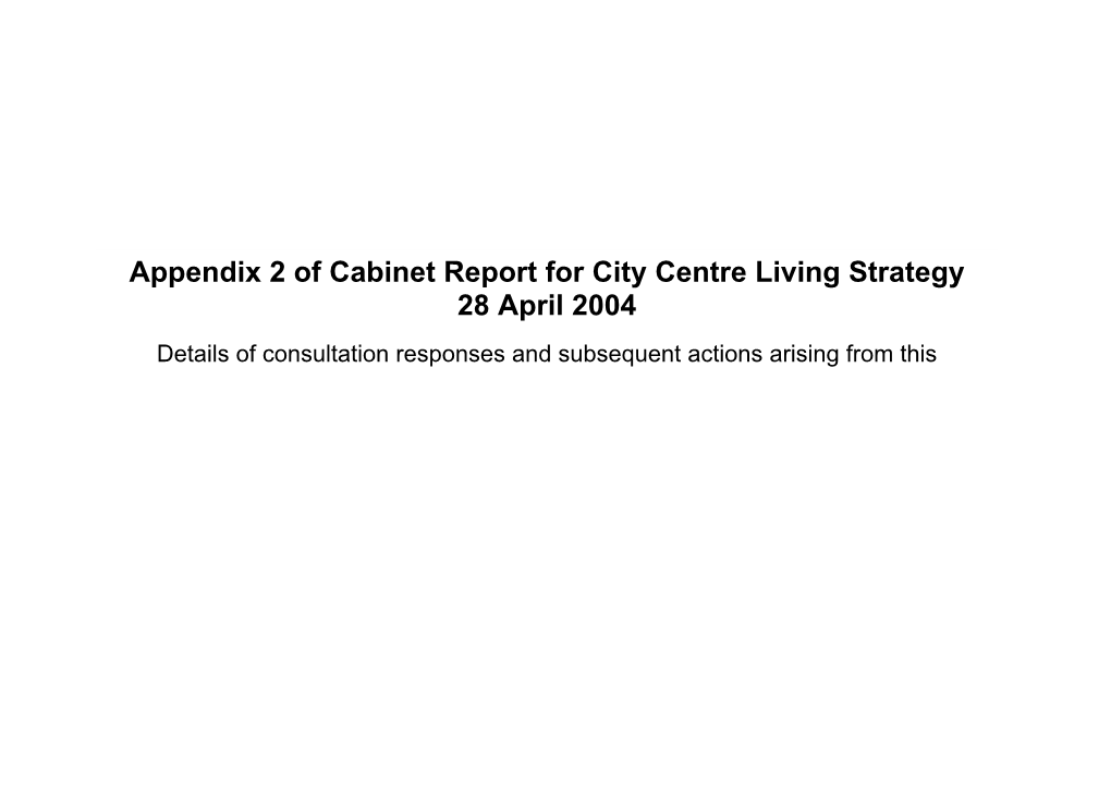 Appendix 2 of Cabinet Report for City Centre Living Strategy 28 April 2004