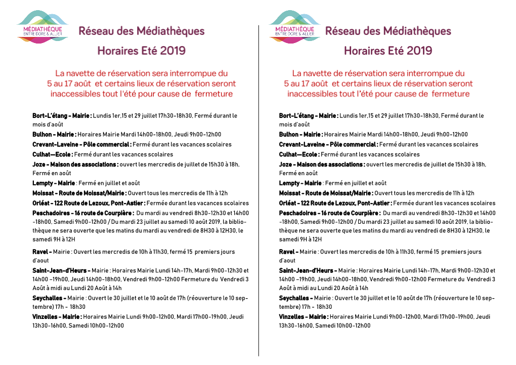 Mairie : Horaires M