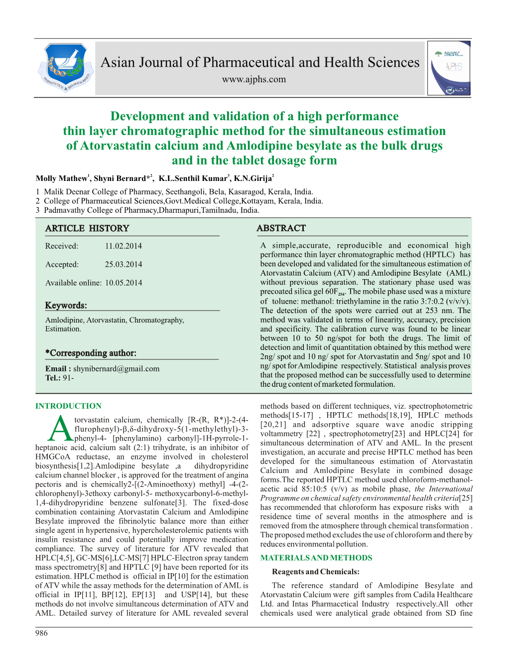 Development and Validation of a High Performance Thin Layer