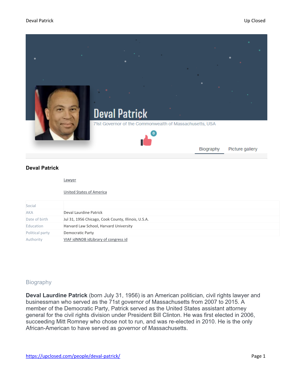 Biography Deval Laurdine Patrick