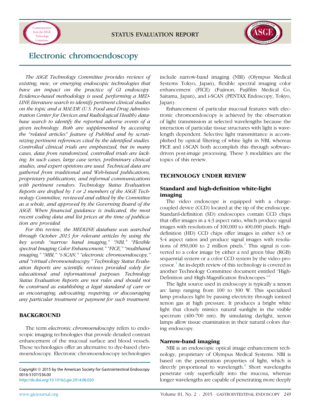 Electronic Chromoendoscopy 2015