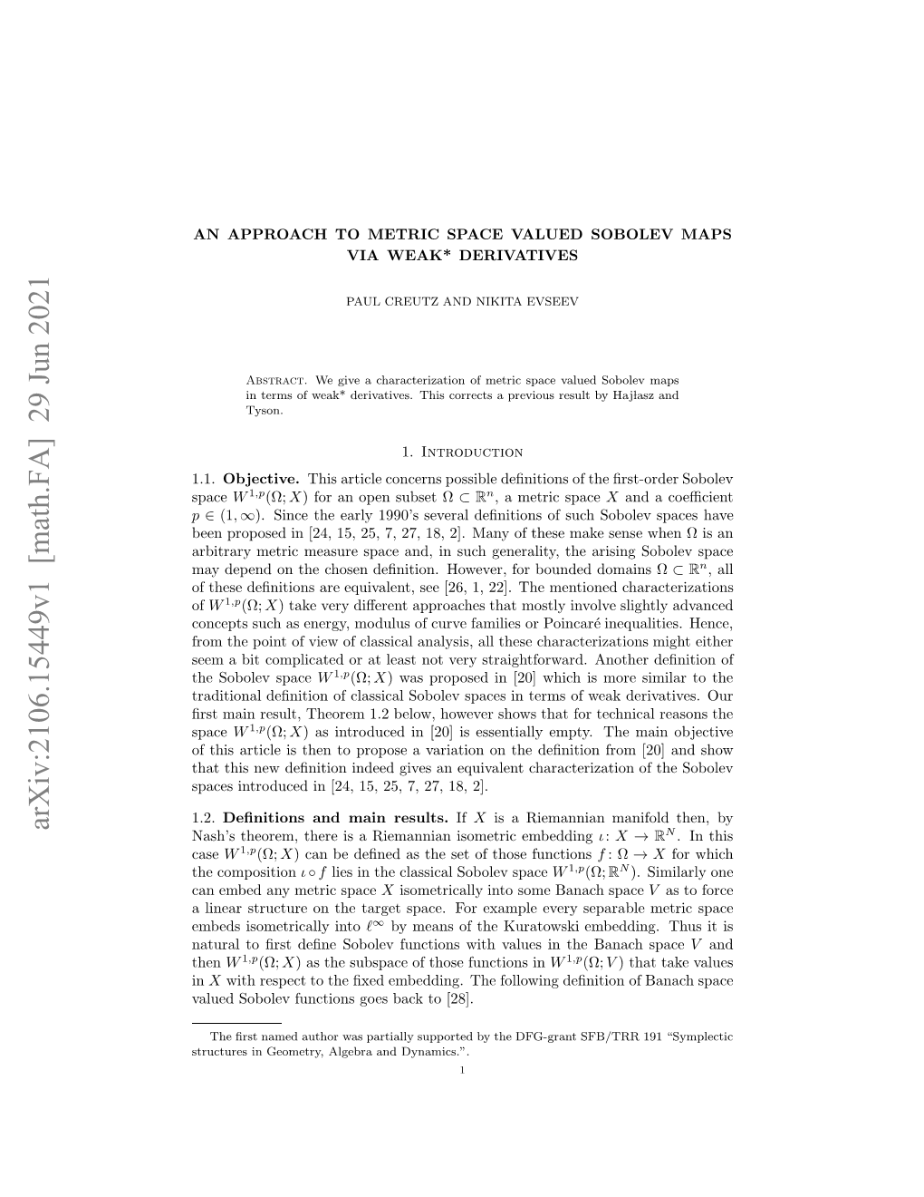 Arxiv:2106.15449V1 [Math.FA] 29 Jun 2021 Tutrsi Emty Ler N Dynamics.”