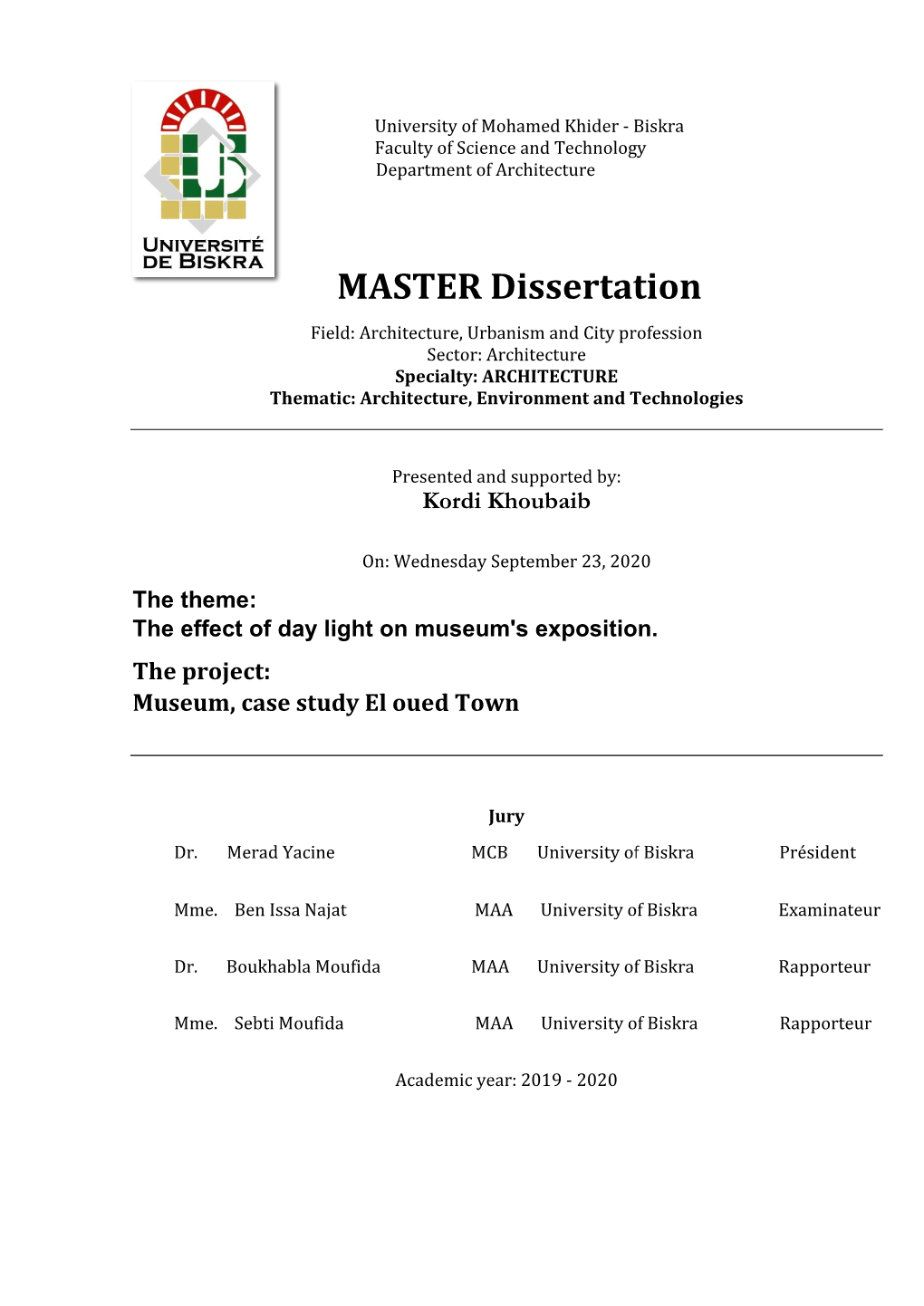 MASTER Dissertation