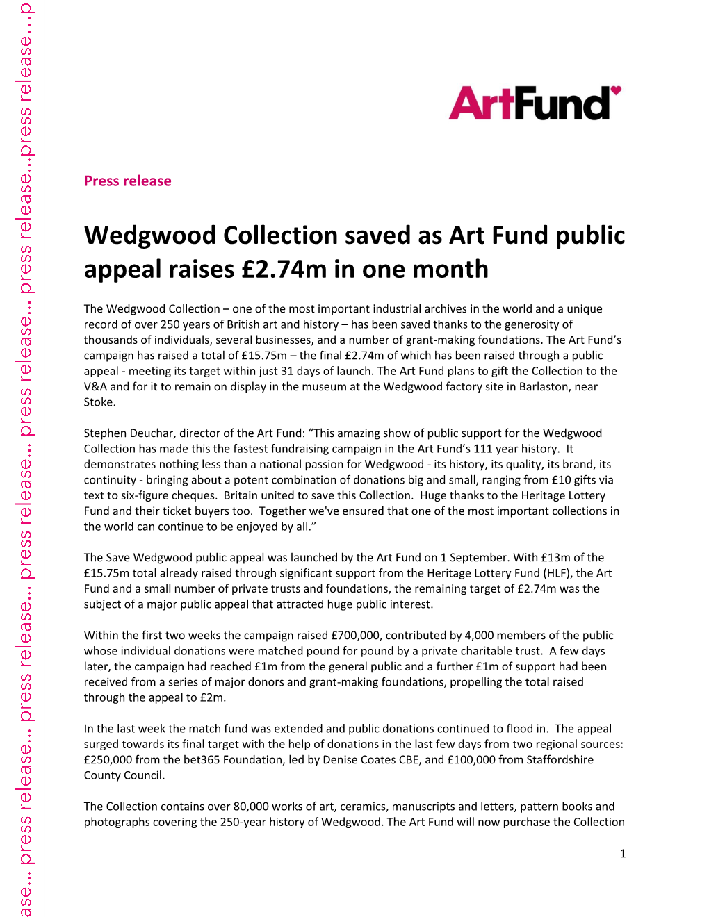 Wedgwood Collection Saved As Art Fund Public Appeal Raises £2.74M in One Month