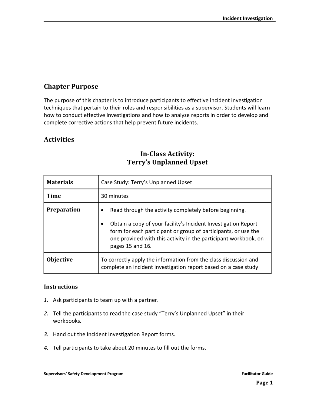 SSM Chapter 7, Incident Investigation