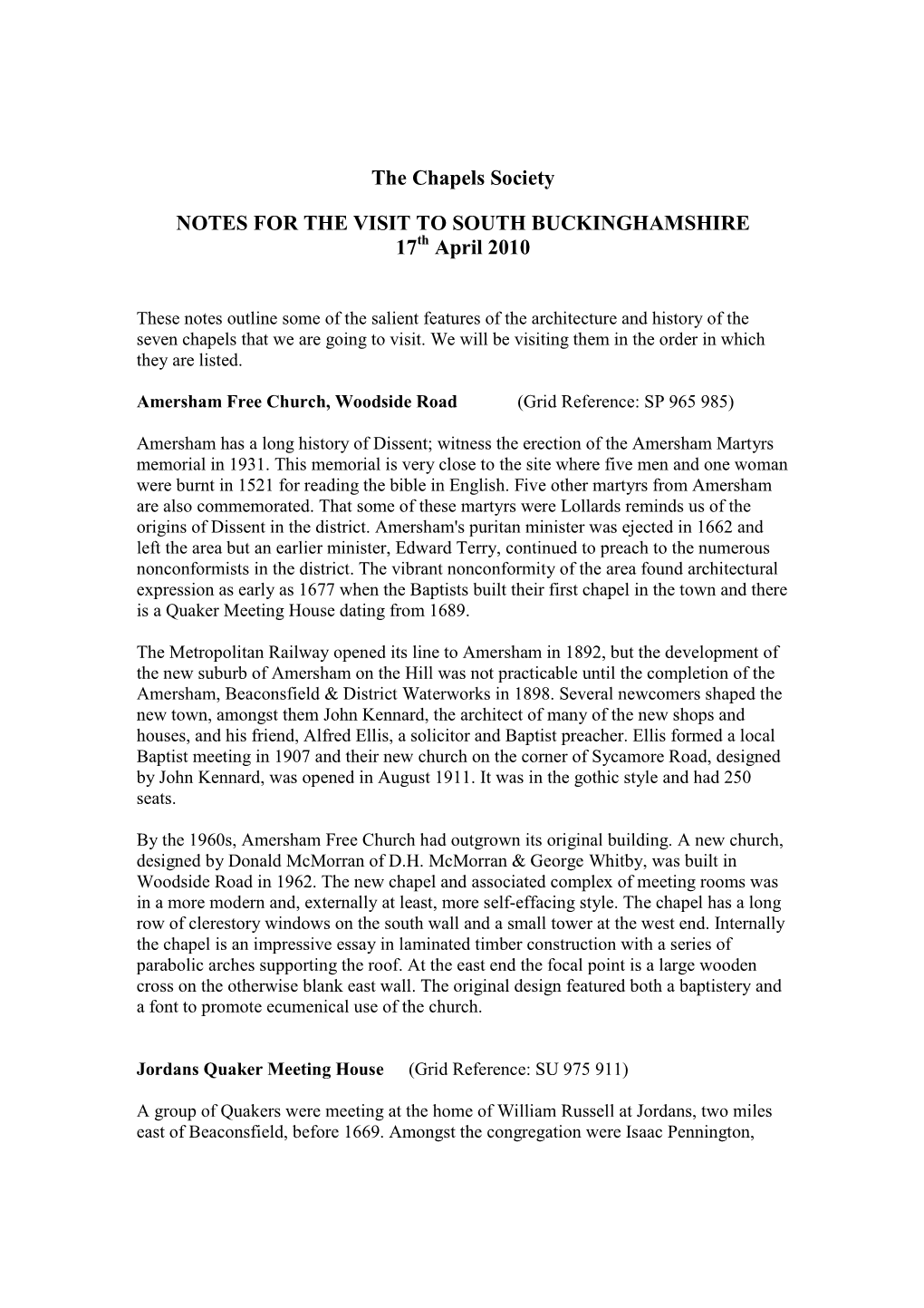 South Buckinghamshire Notes