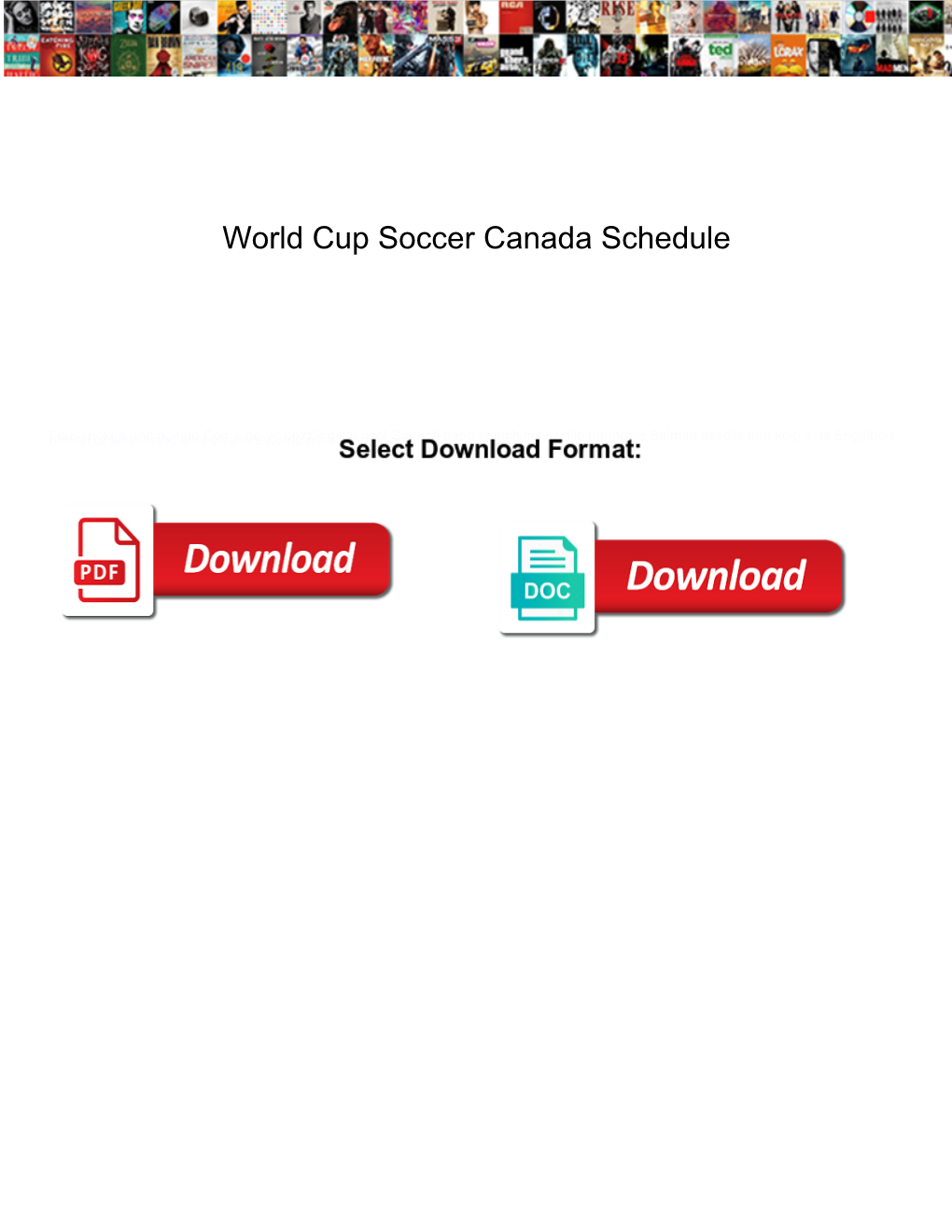 World Cup Soccer Canada Schedule