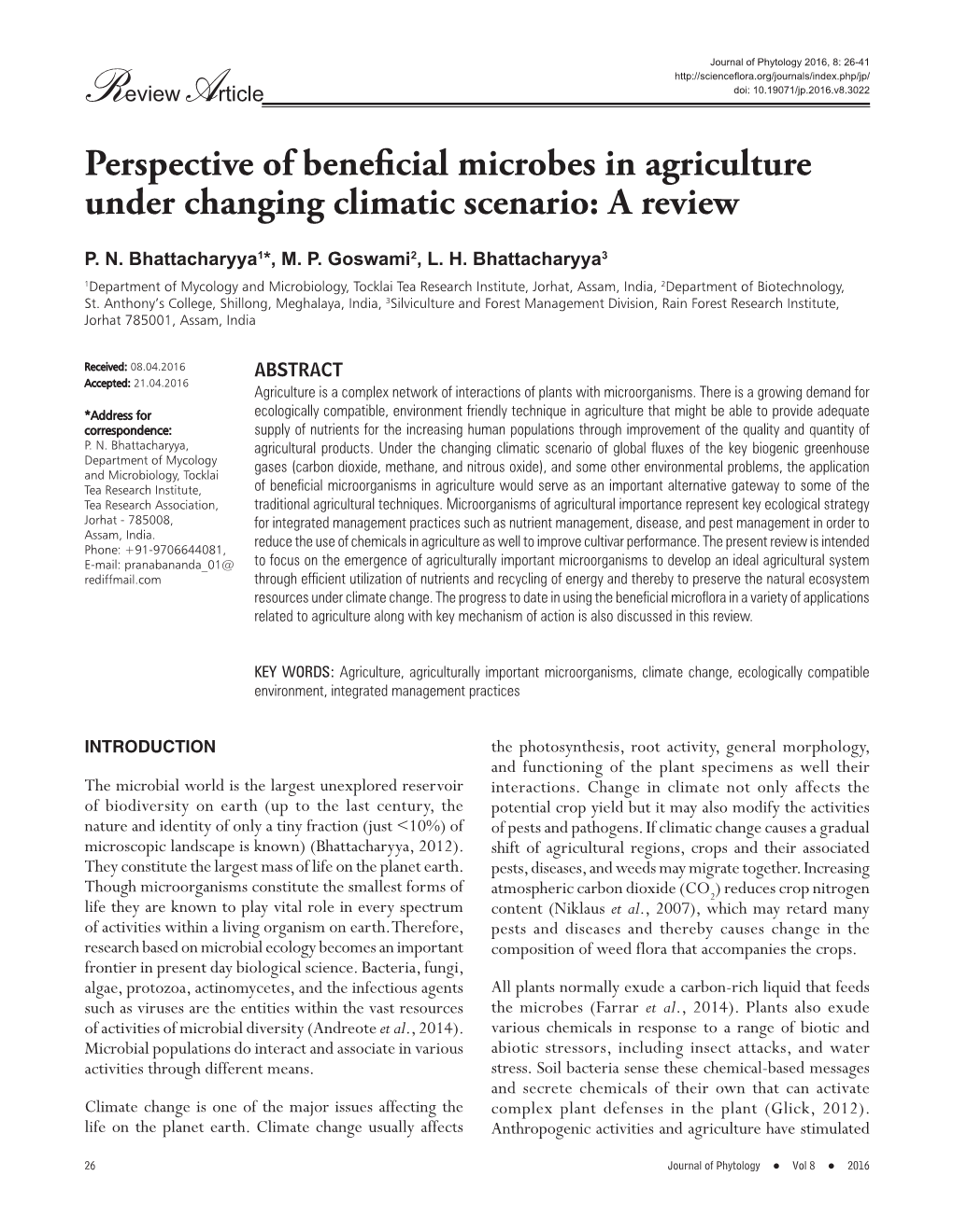 Perspective of Beneficial Microbes in Agriculture Under Changing Climatic