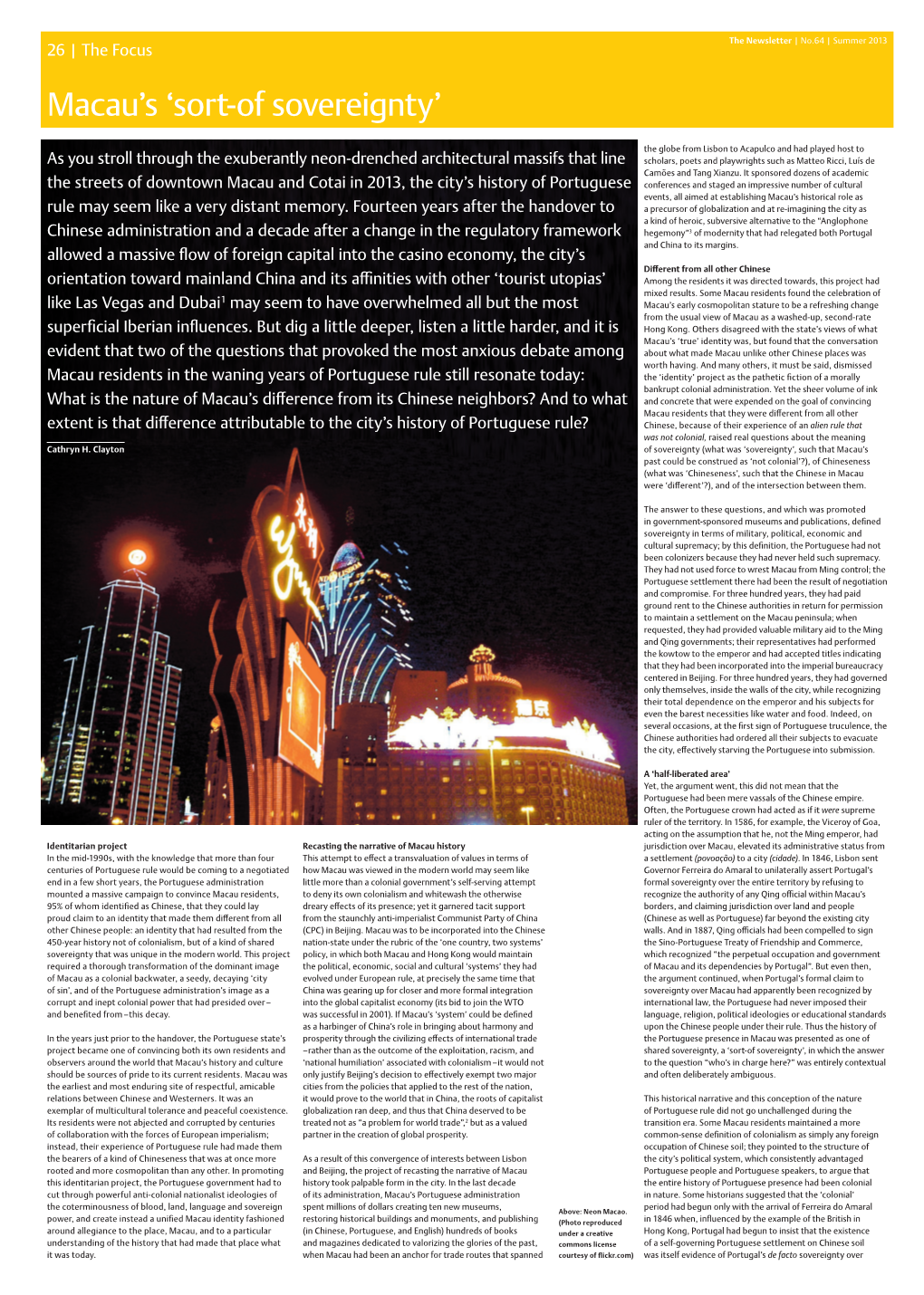 Macau's 'Sort-Of Sovereignty'