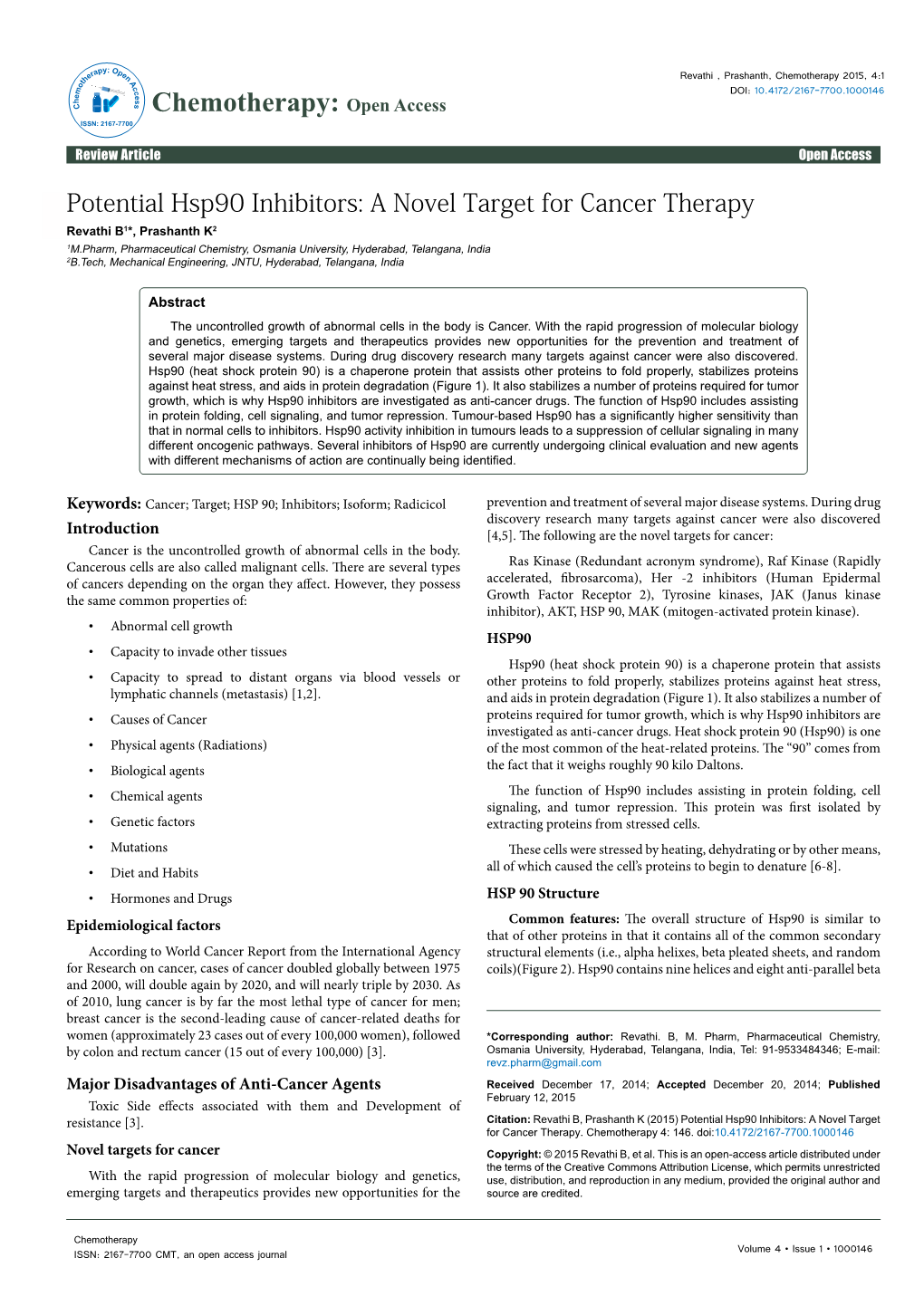 Potential Hsp90 Inhibitors: a Novel Target for Cancer Therapy