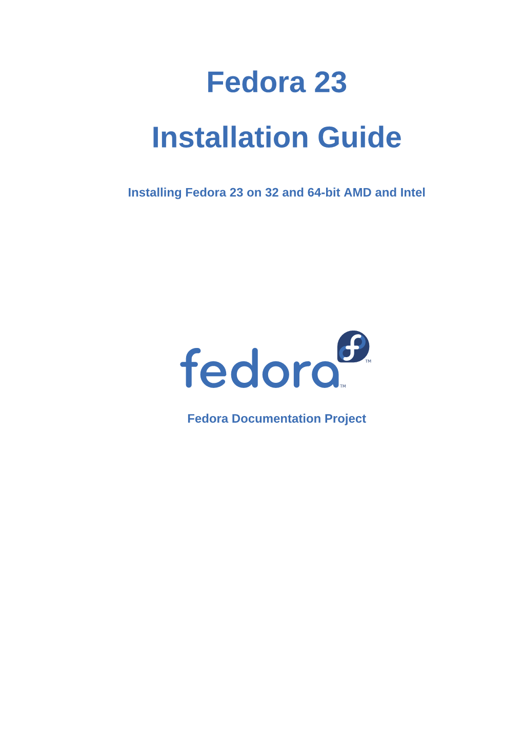 Fedora 23 Installation Guide