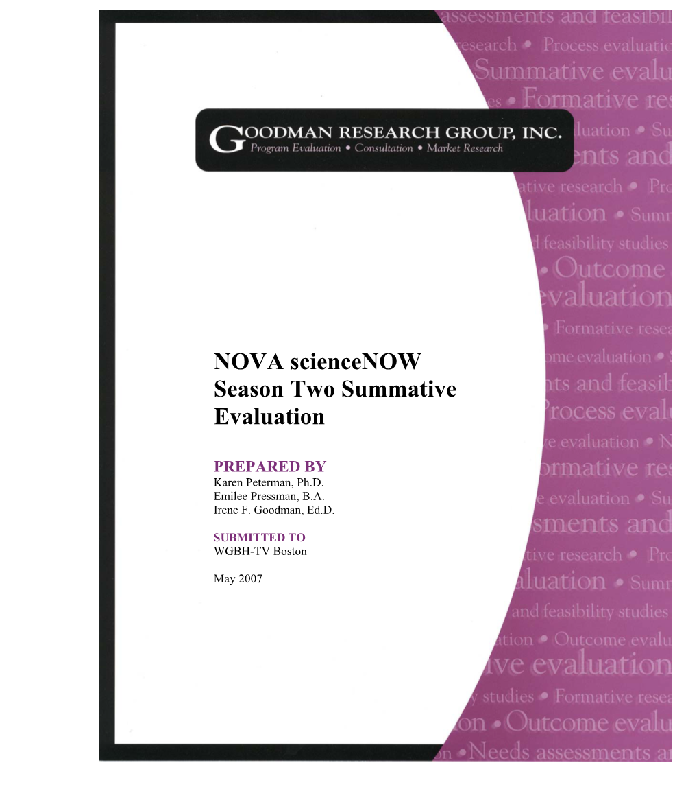 NOVA Sciencenow Season Two Summative Evaluation