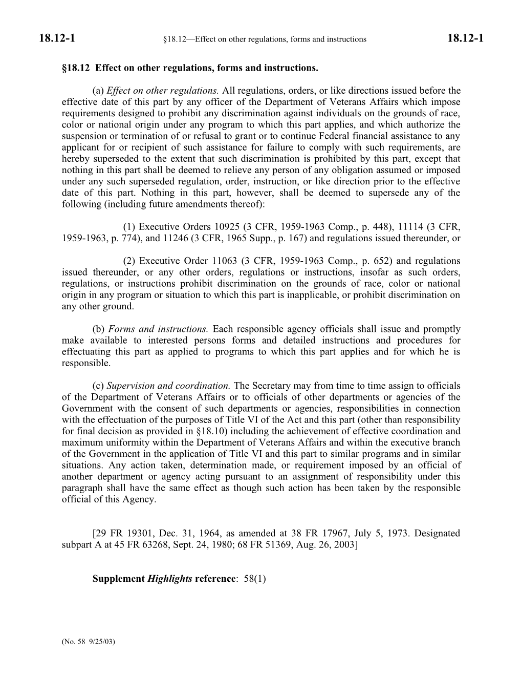 18.12 Effect on Other Regulations, Forms and Instructions