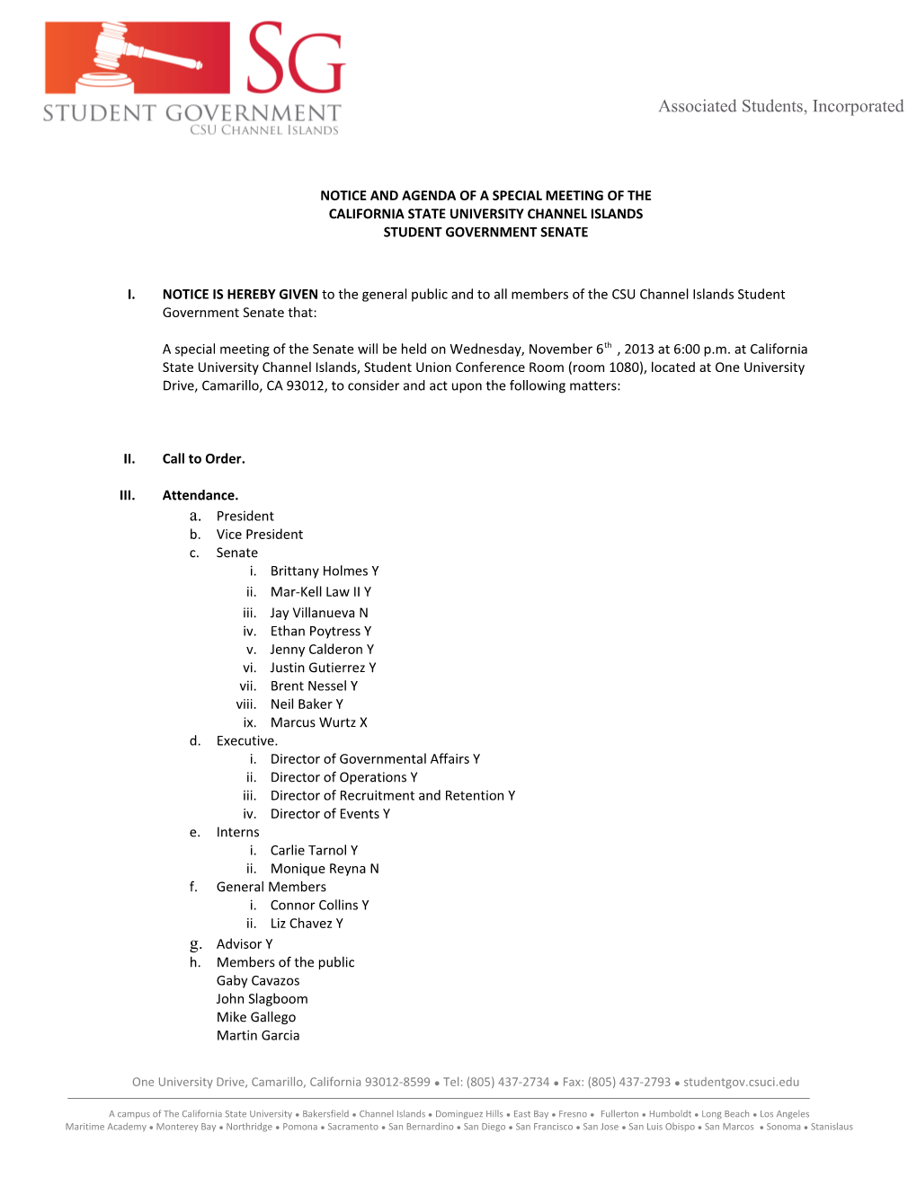 Notice and Agenda of a Special Meeting of The