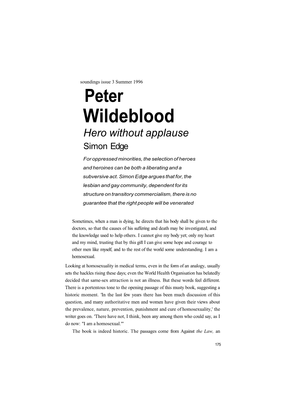 Wildeblood Hero Without Applause Simon Edge