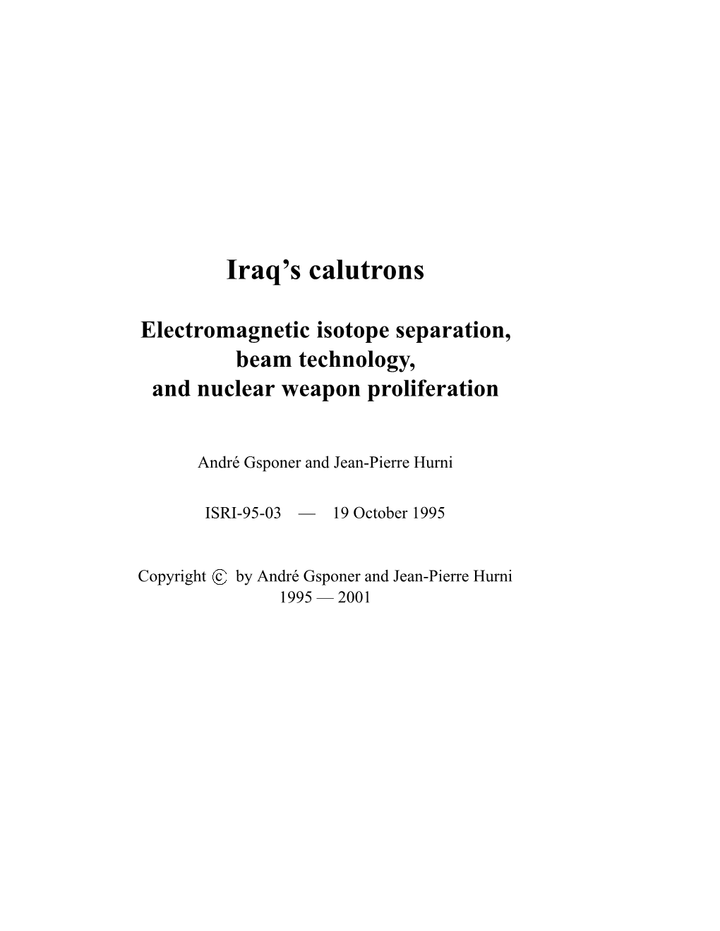 Iraq's Calutrons
