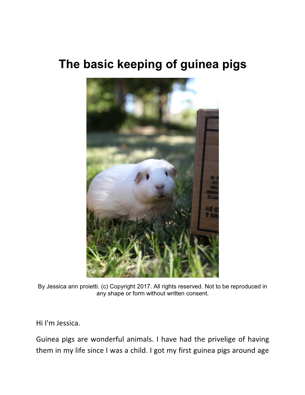 The Basic Keeping of Guinea Pigs