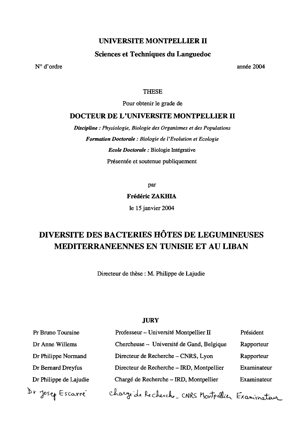 Diversité Des Bactéries Hôtes De Légumineuses Méditerranéennes En Tunisie Et Au Liban
