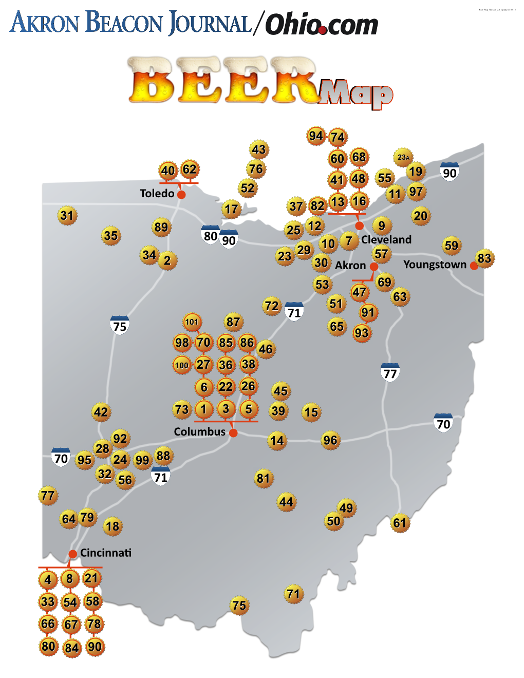 Ohio Brewery Map