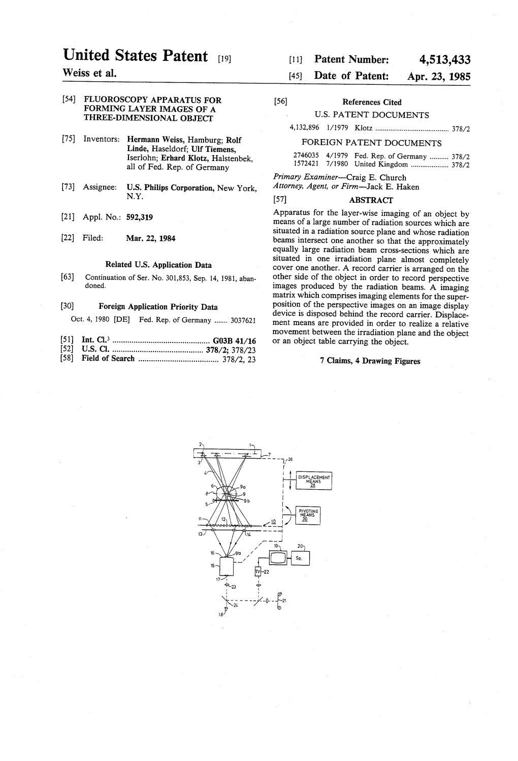 United States Patent [191 [11] Patent Number: 4,513,433 Weiss Et Al