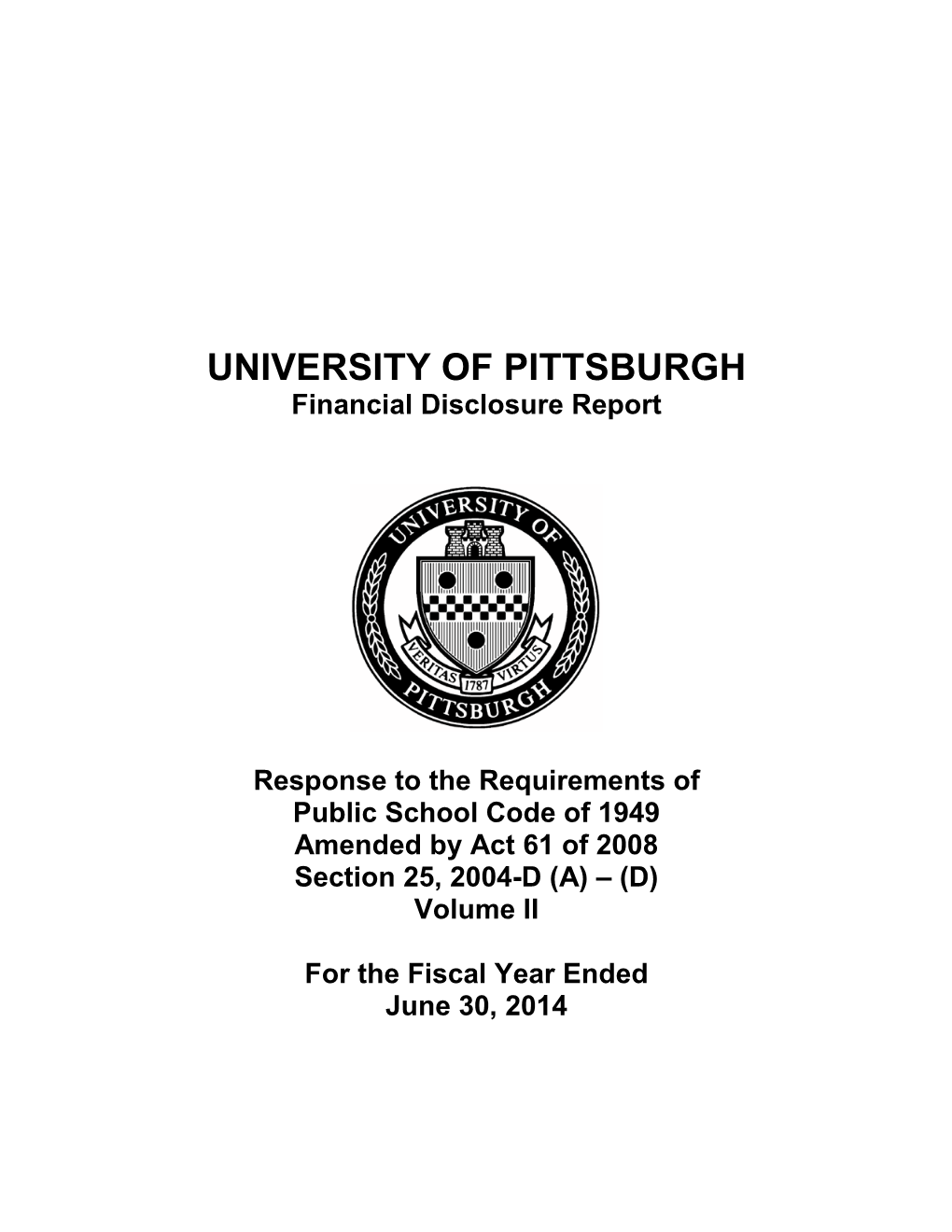 University of Pittsburgh 2013-2014 Financial Report Volume II