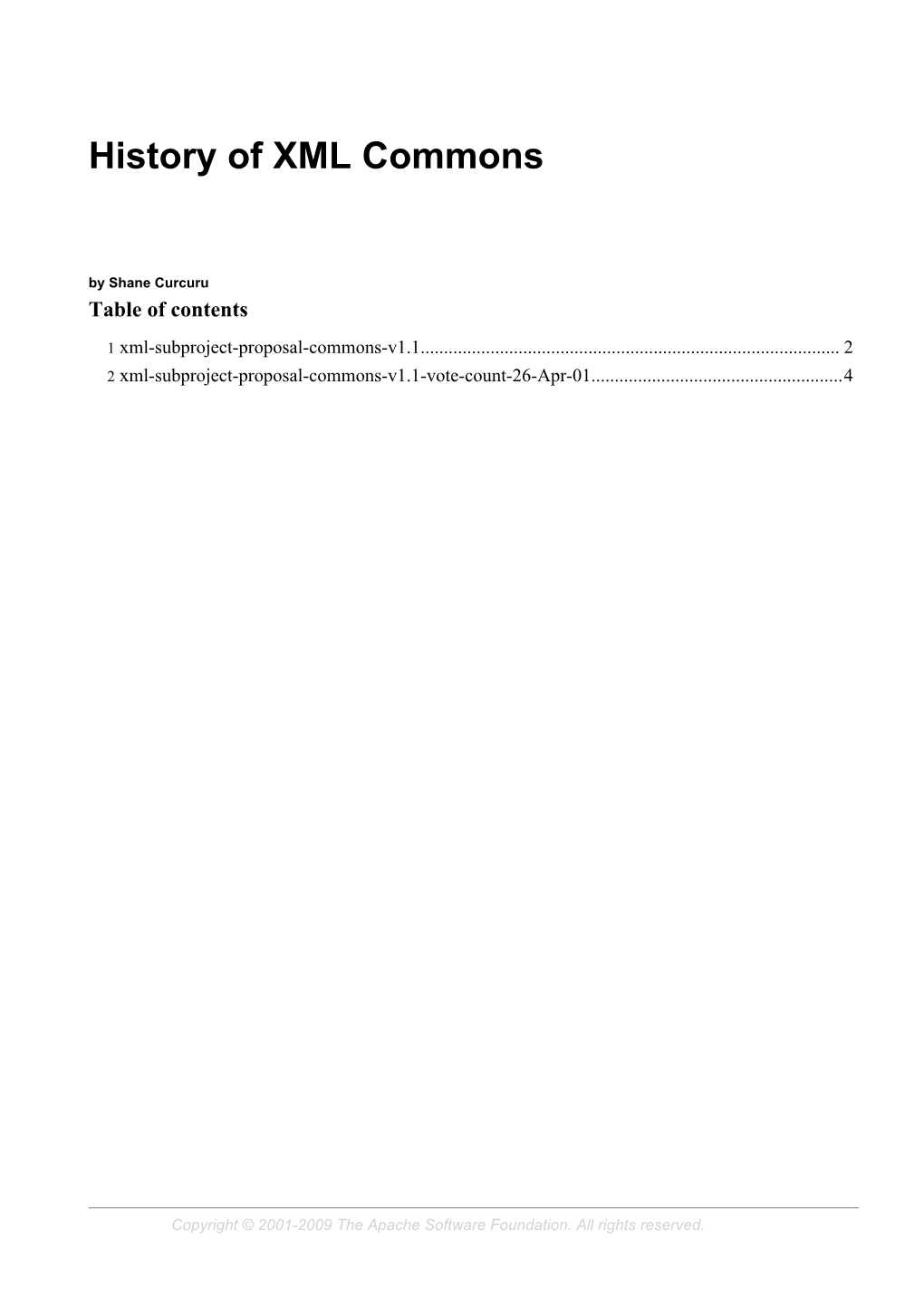 History of XML Commons