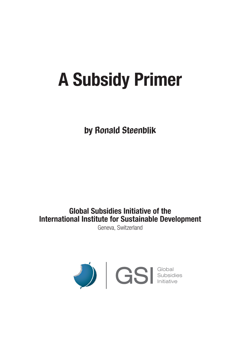 A Subsidy Primer