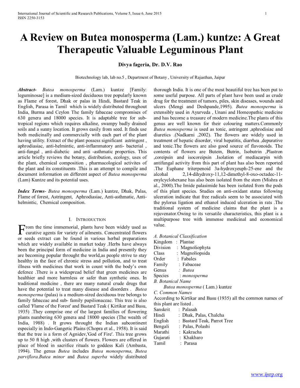 A Review on Butea Monosperma (Lam.) Kuntze: a Great Therapeutic Valuable Leguminous Plant