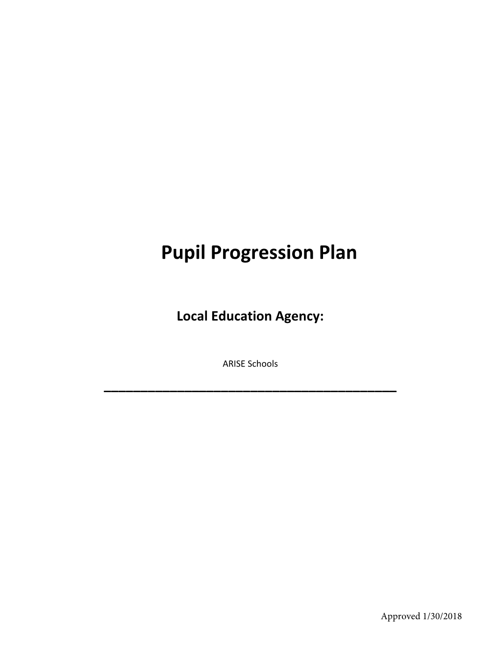 Pupil Progression Plan