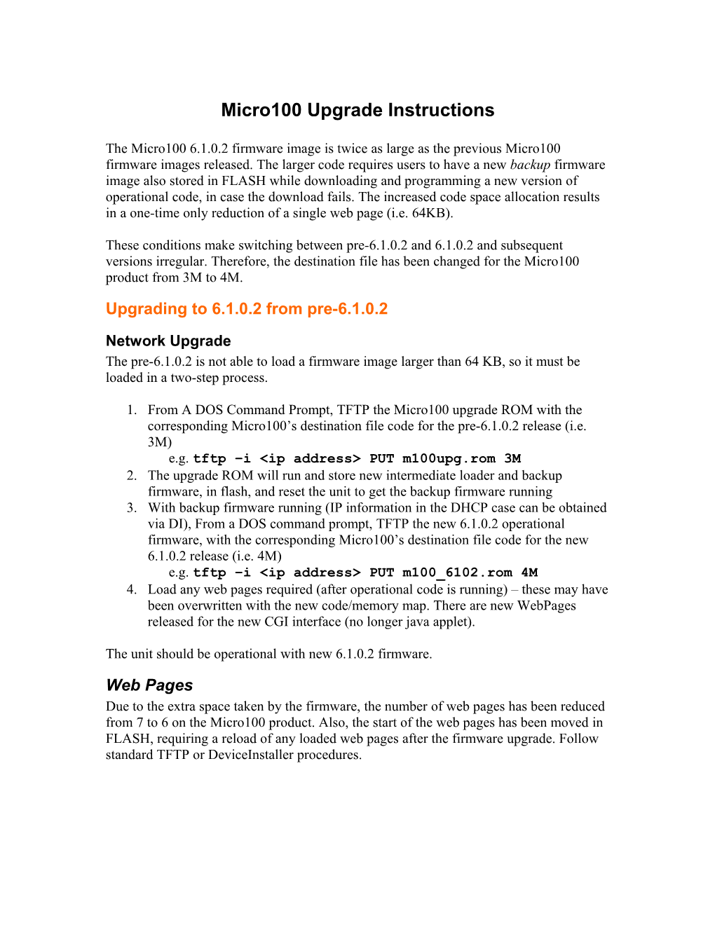 Micro100 Upgrade Instructions