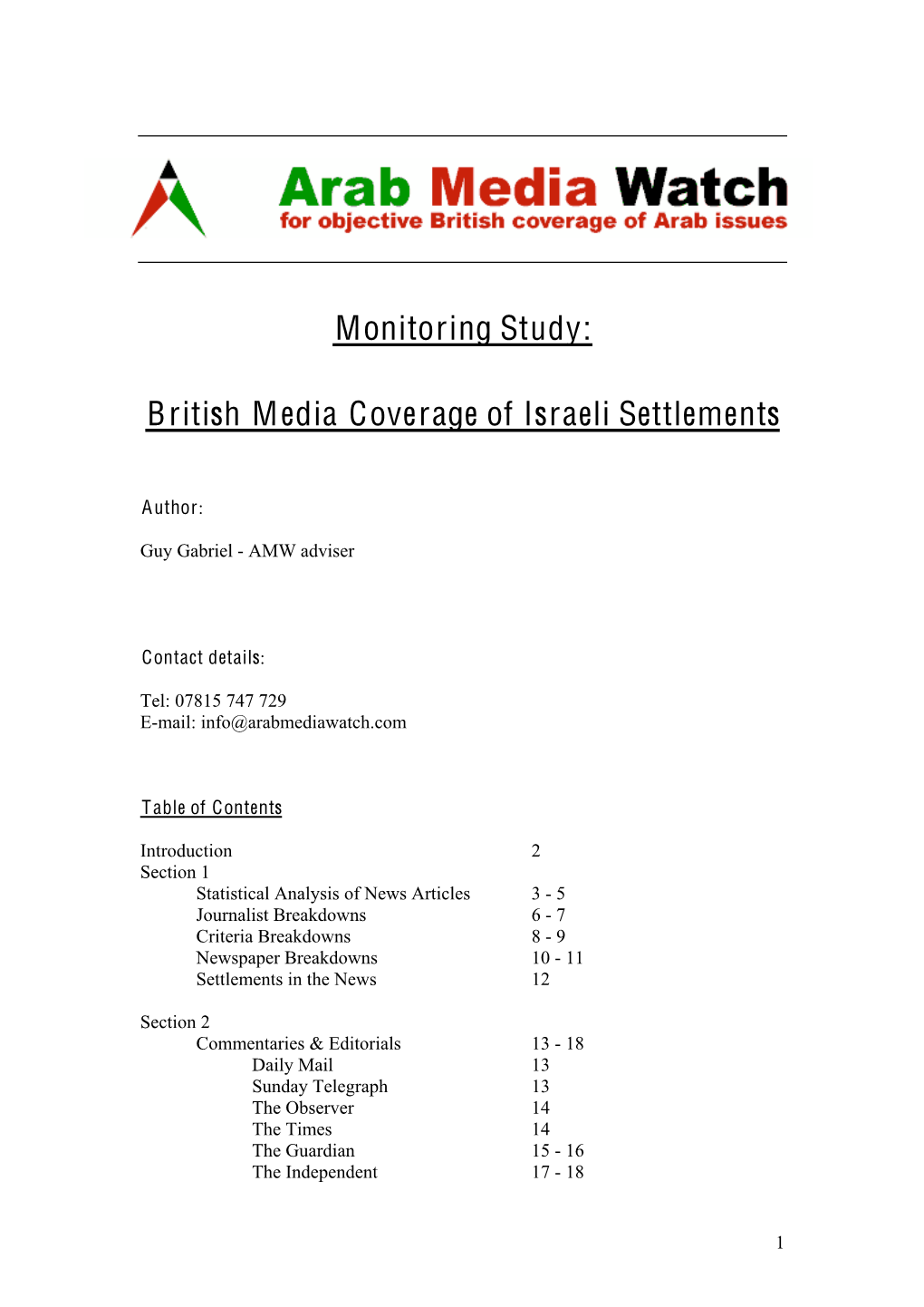 British Media Coverage of Israeli Settlements [EN].Pdf