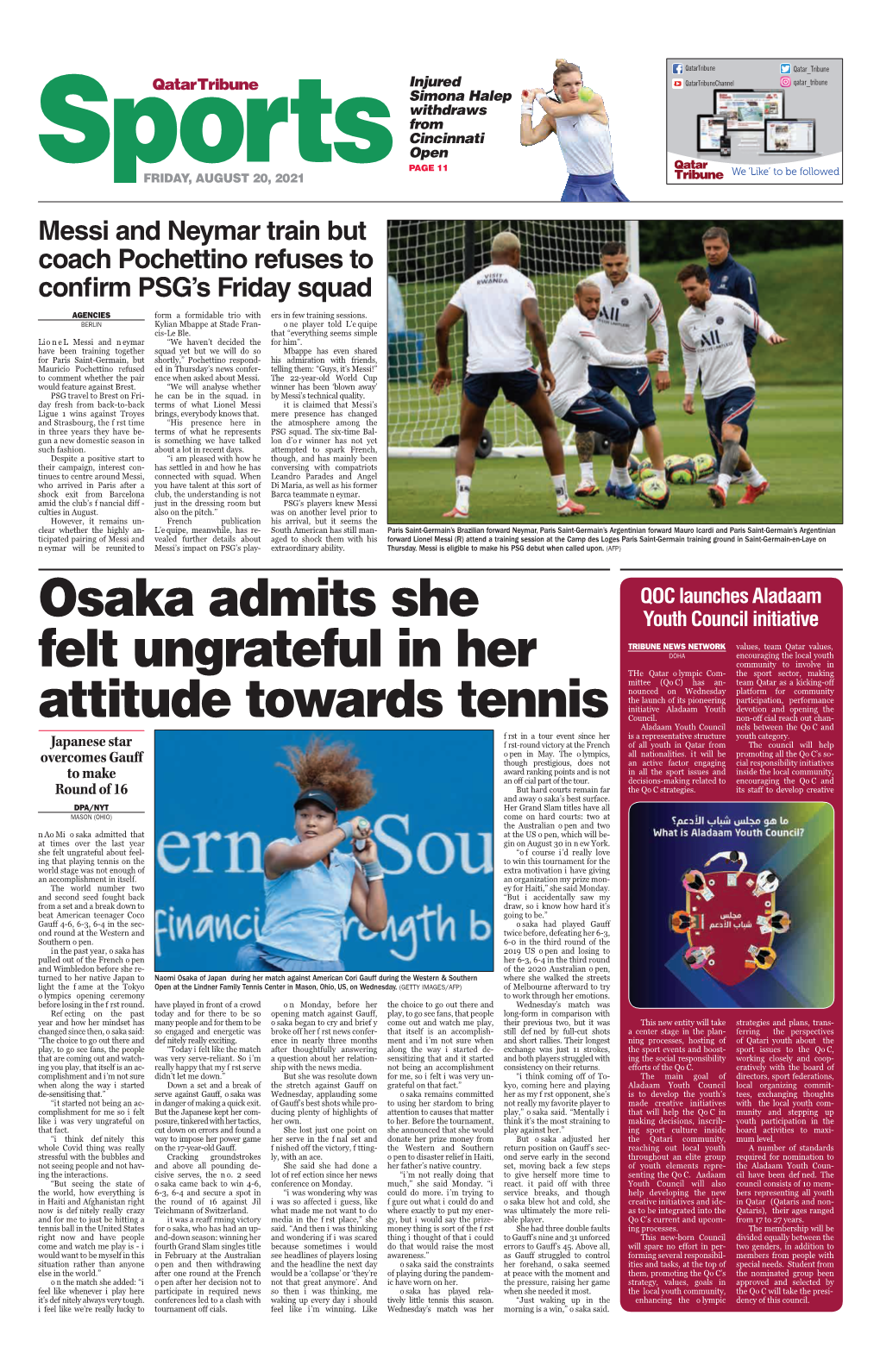 Osaka Admits She Felt Ungrateful in Her Attitude Towards Tennis