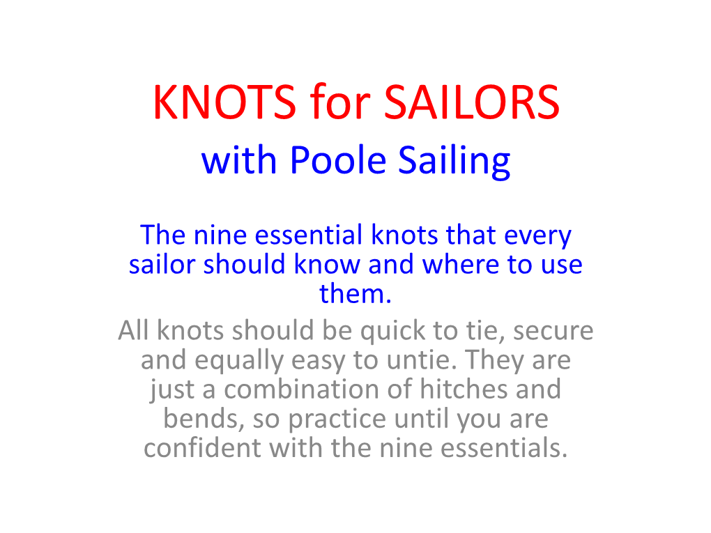 KNOTS and ROPEWORK with Poole Sailing