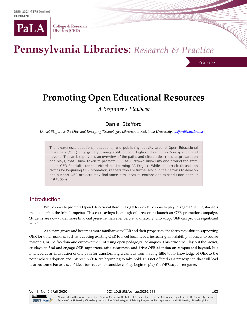 Promoting Open Educational Resources a Beginner’S Playbook