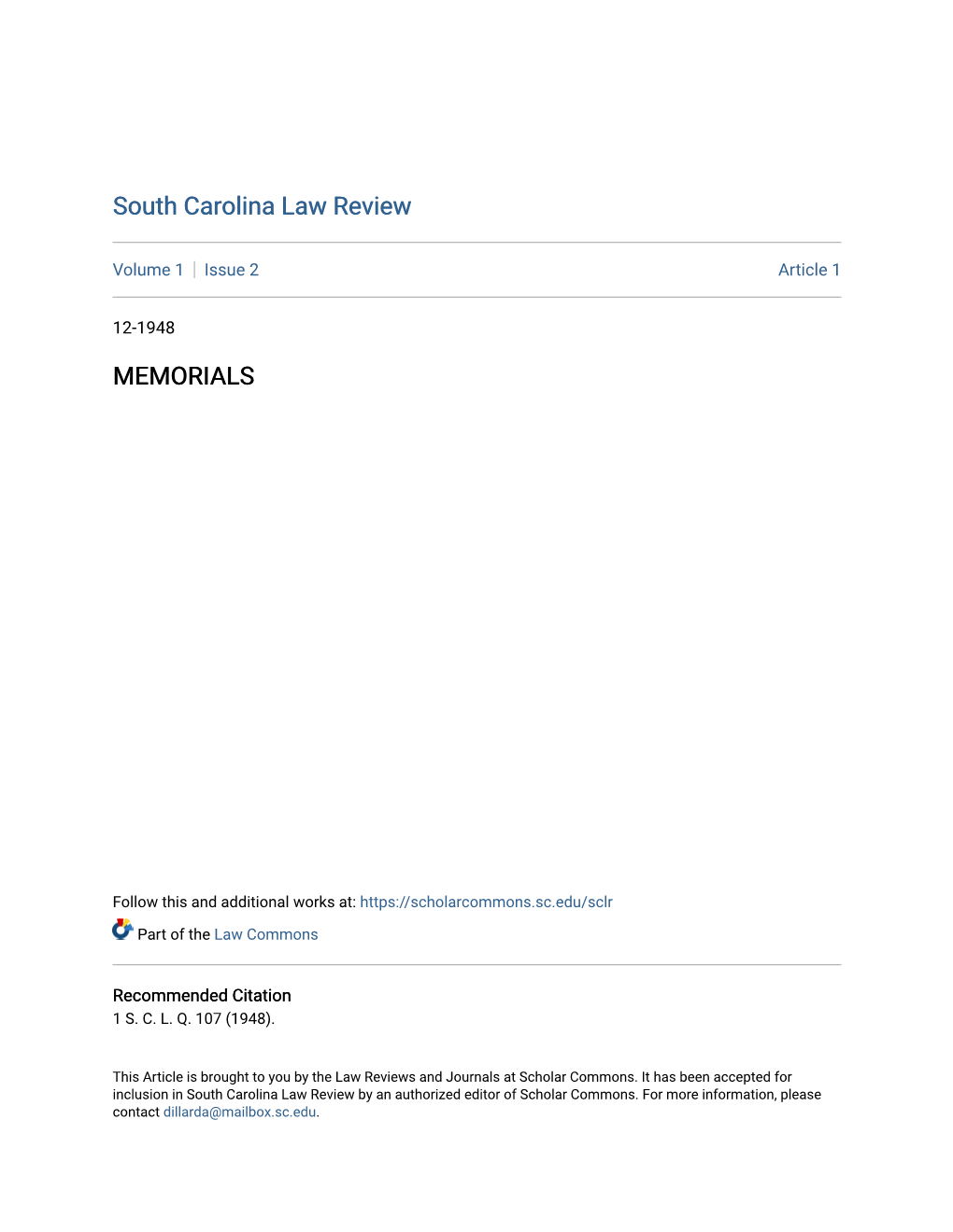 The South Carolina Law Quarterly