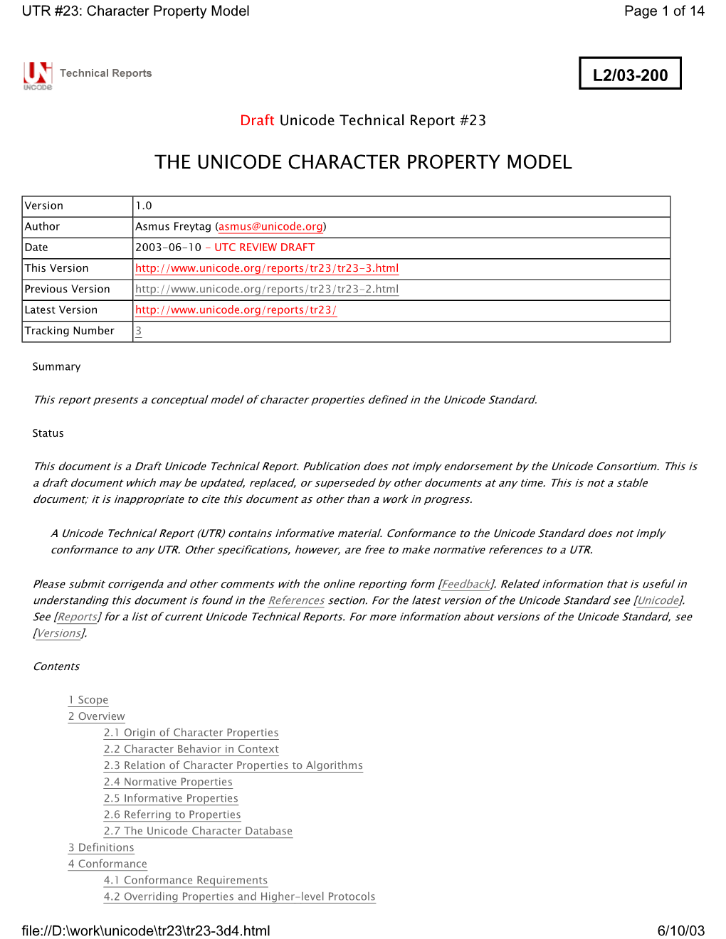 The Unicode Character Property Model