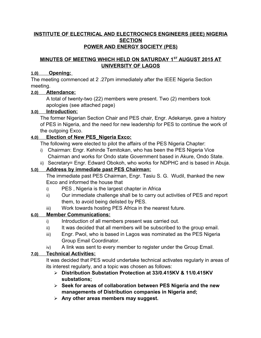 Institute of Electrical and Electrocnics Engineers (Ieee) Nigeria Section