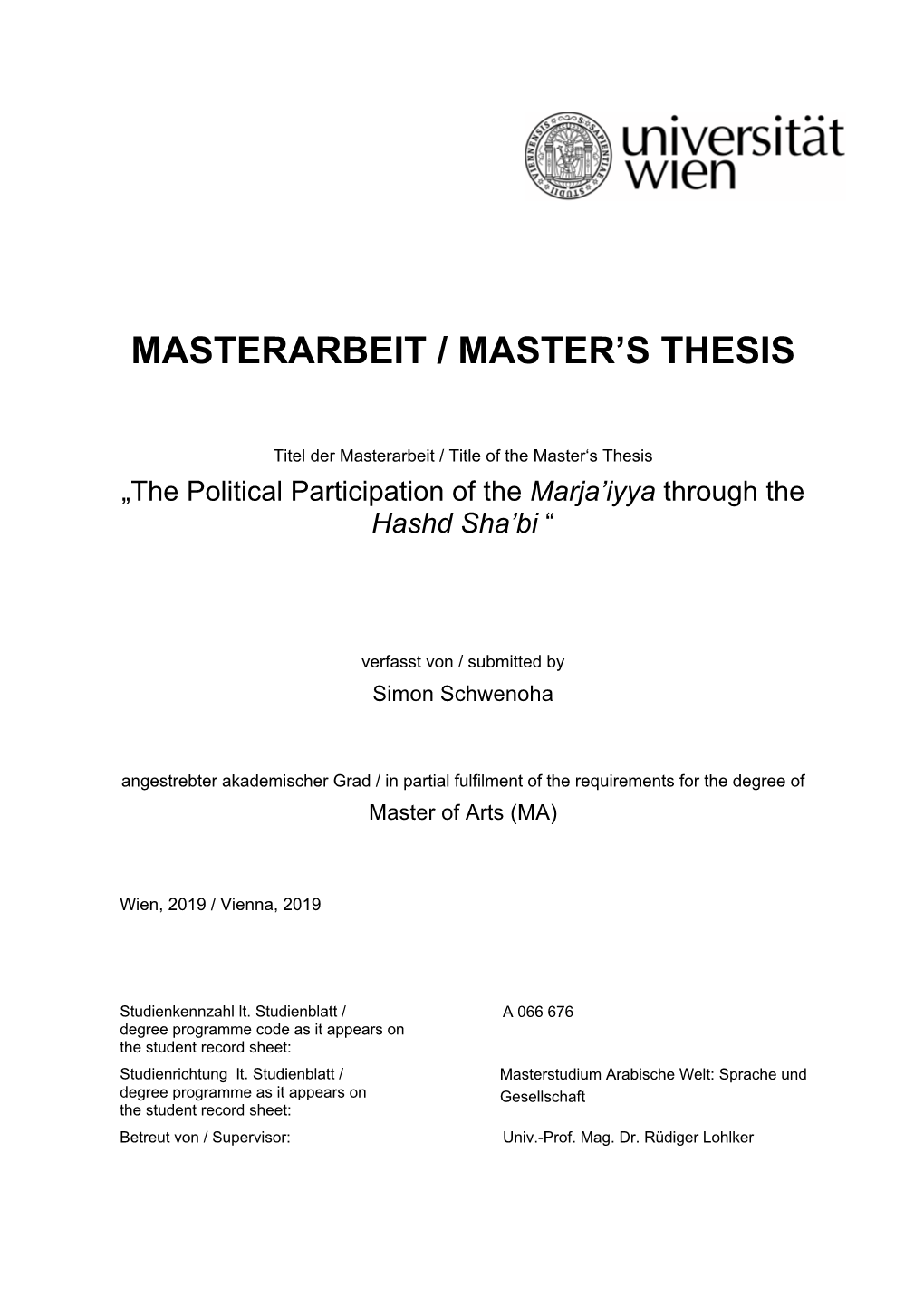 Masterarbeit / Master's Thesis