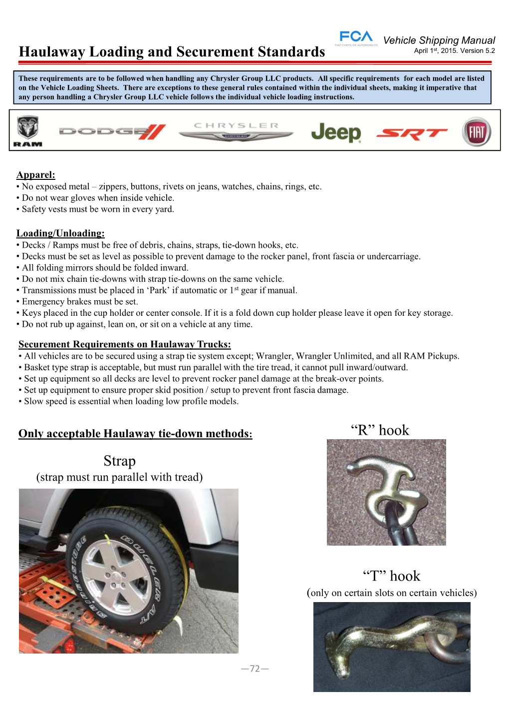 Haulaway Loading and Securement Standards “T” Hook “R” Hook Strap