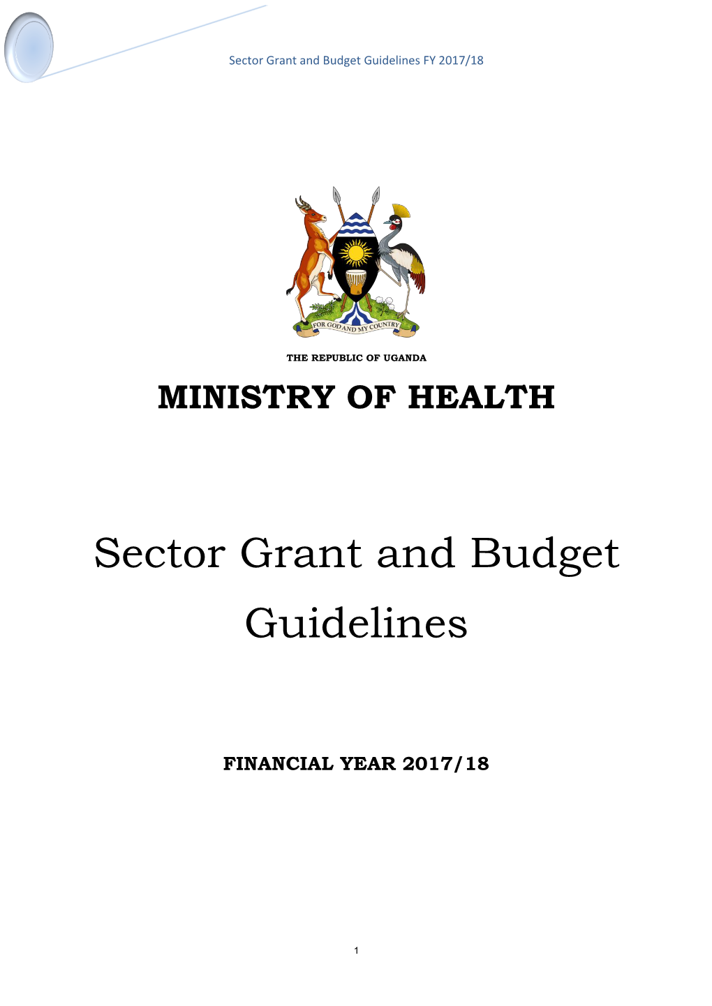 Sector Grant and Budget Guidelines FY 2017/18