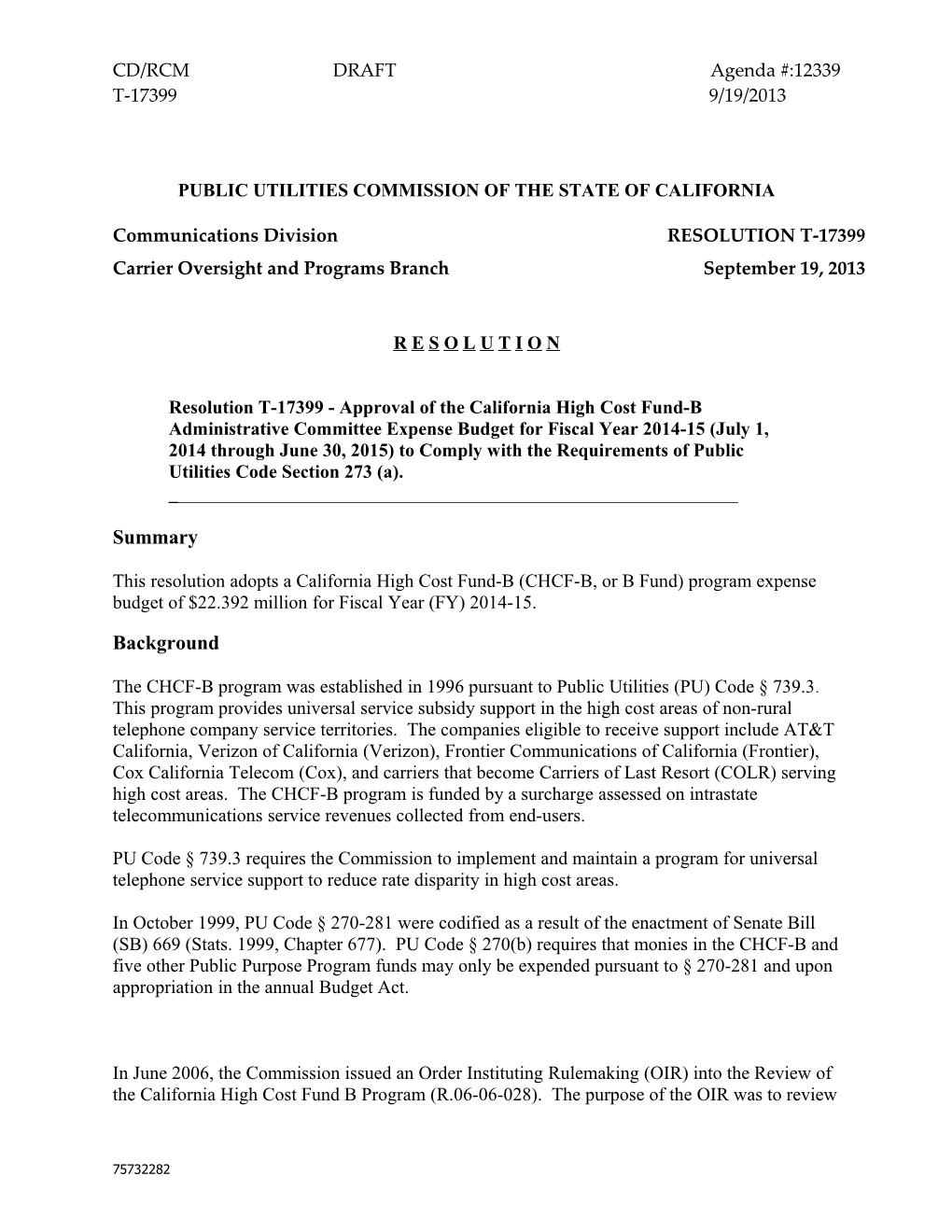 Public Utilities Commission of the State of California s77