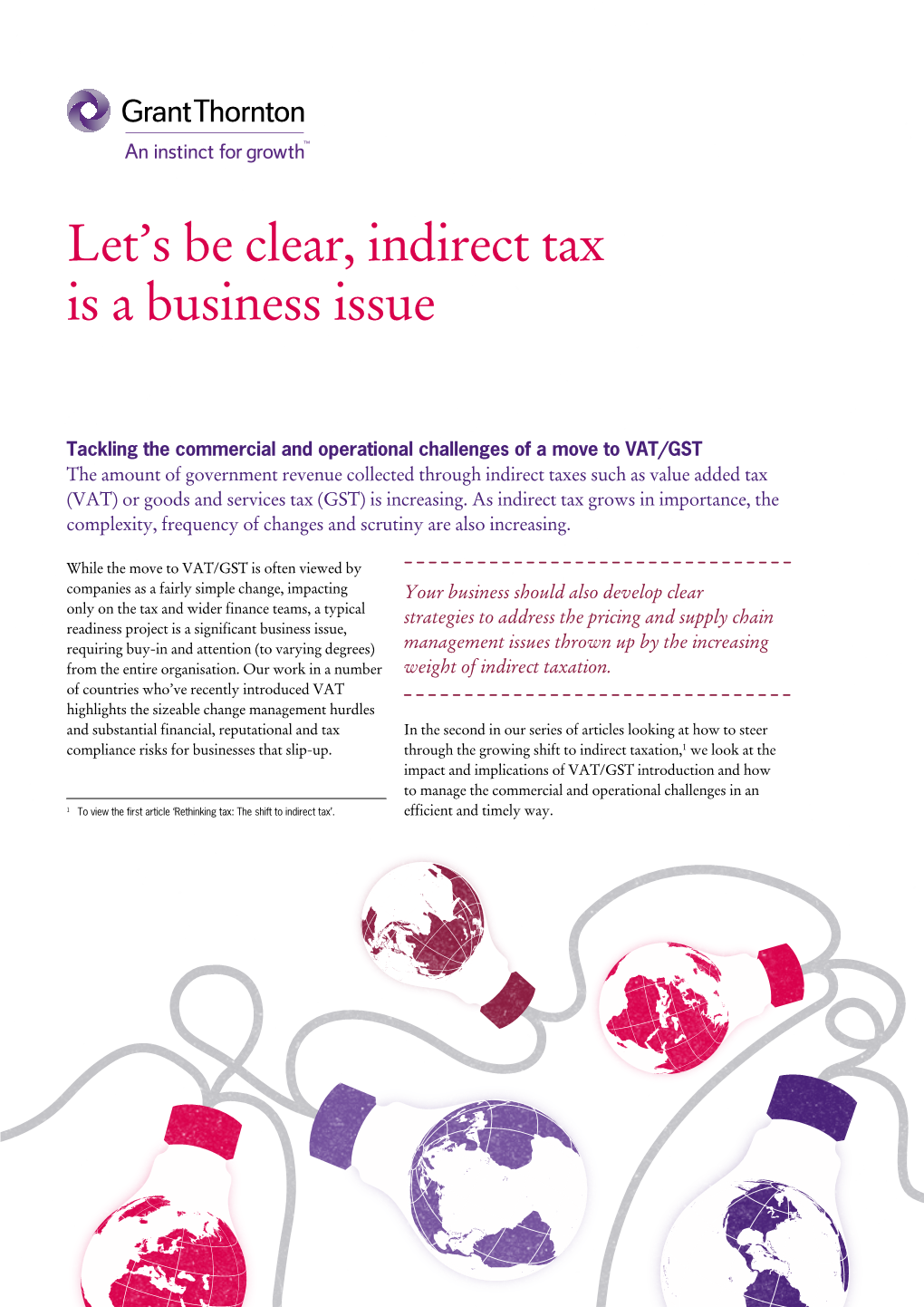 Let's Be Clear, Indirect Tax Is a Business Issue